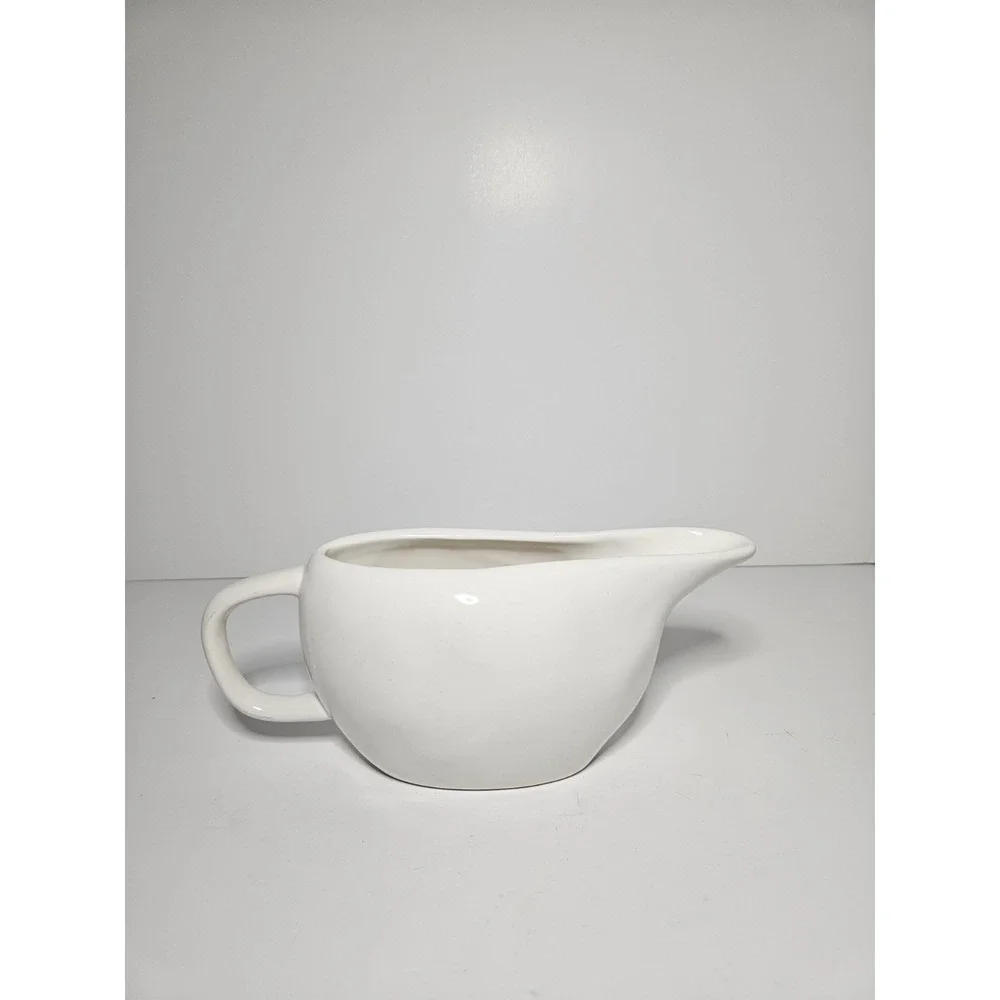 Rae Dunn Gobble Ceramic Gravy Boat White Thanksgiving Autumn Fall Tableware